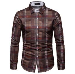 New Mens Plaid Long Sleeve Slim Fit Shirts Fashion Mens Business Casual Dress Shirts Male Camisas Masculina 2019 Chemise Homme 56729071