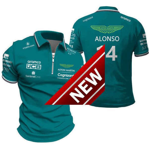 Nuevo Polo para hombre, camiseta del equipo Aston Martin con estampado 3D, coche de carreras español