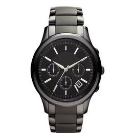 Nuevo reloj de cerámica negro con cronógrafo de cuarzo para hombre AR1451 AR1452 Reloj de pulsera para caballero caja original 218o