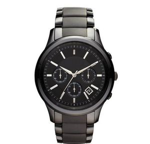 Nouveau Mens Quartz Chronographe Noir Céramique Montre AR1451 AR1452 Gents Montre-Bracelet + boîte d'origine