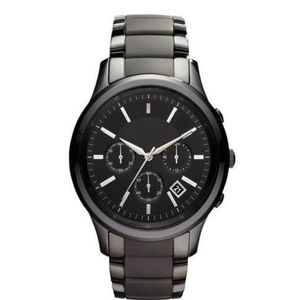 Nuevo reloj de cerámica negro con cronógrafo de cuarzo para hombre AR1451 AR1452 Reloj de pulsera para caballero caja original 307p