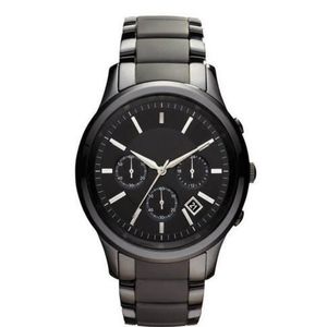Nieuwe herenkwarts Chronograph Black Ceramic Watch AR1451 AR1452 GENTS WRILESWATCH ORIGINE BOX268E