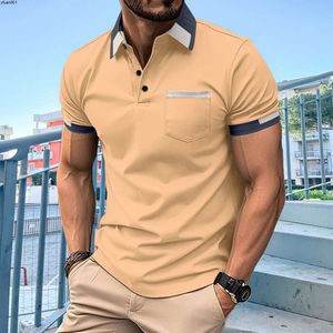 Nieuwe heren shirt borstpocket stevige kleur casual mode korte mouwen