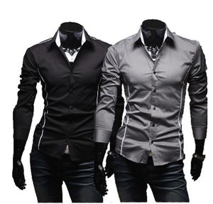 Nouveau Chemises pour hommes décontracté coupe ajustée élégant hommes chemises