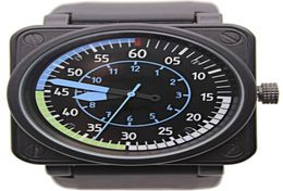 Nieuwe heren roestvrij staal bruin lederen koolstofbel horloge PVD BR Automatische Mechanicl Selfwind Sport Dive Watches Shopping9370252