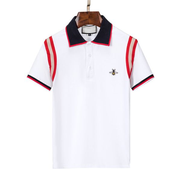 New Mens Stylist Polos Italie Designer Hommes High Street Polos Mode Broderie Petites Abeilles Impression T-shirts Slim Fit Vêtements Casual Tees Taille Asiatique M-3XL