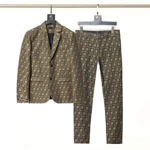 New Mens Suits Fashion Designer Blazers Tweed Groom Tuxedos Notch Lapel Classic F letter printing Groomsmen Wedding Prom Dinner Blazer Jacket Pants