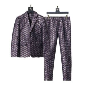 Nieuwe Heren Pakken Mode Ontwerper Blazers Tweed Bruidegom Tuxedos Notch Revers Klassieke Brief Afdrukken Bruidsjonkers Bruiloft/prom/diner Blazer Jas Broek B001