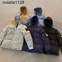 Nieuwe heren topstoney parka's 21fw metalen nylon dons katoenen jas modemerk warme geborduurde manchet jas parka heren dames donsjack