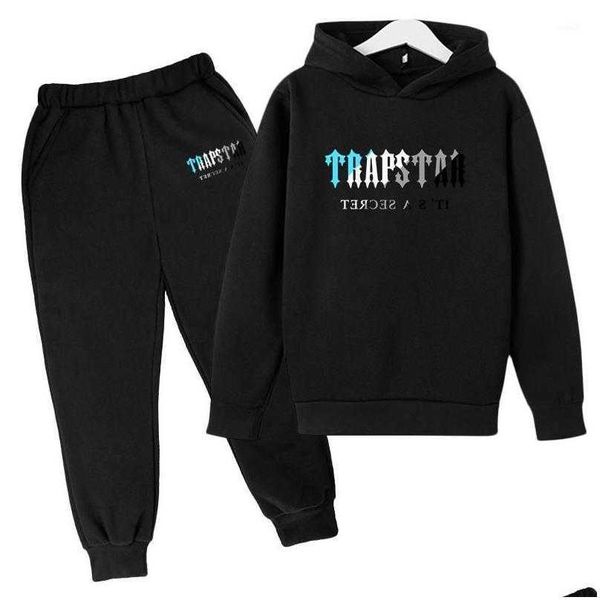 Nouvelles combinaisons pour hommes Brand pour hommes Trapstar Imprimé Tracksuit Boys and Girls 2pcs Sweat-shirt de jogging Stume de jogging 4-11 ans Drop Dhbig