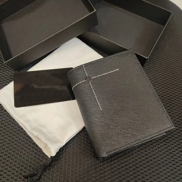 Nuevas carteras para hombre Carteras de diseñador de lujo de cuero negro Moda europea Organizador delgado Clips de dinero fino Monederos para mujer Carteras plegables Viene con cajas