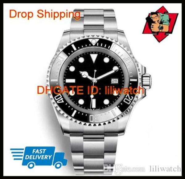 New Mens Watch Deep Ceramic Bezel Seadweller 126660 44 mm Stanless Steel Glide Lock Clasp Automatic Mechanical Mens Watches Chron8024543