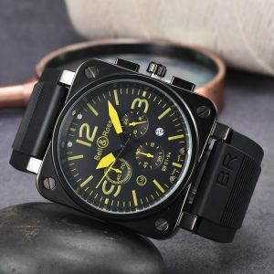 New Mens Watch Quartz Watch Bell Brown Leather Black Rubber Strap Ross 6 Top Brand Watches Watch Hot