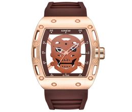 Nieuwe heren Watch Skull Skeleton Horloges Hollow Quartz Sport Militaire polshorloges Rubberen klok originaliteit geschenken Relojes Mujer3065576