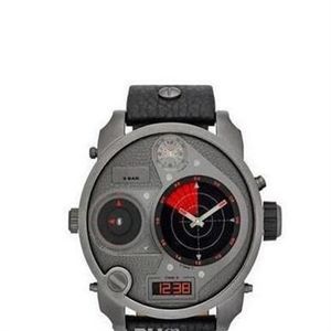 Nuevo reloj para hombre con caja original y certificado DZ7297 Nuevo Mr Daddy Multi gris esfera roja SS cuero negro cuarzo W2845