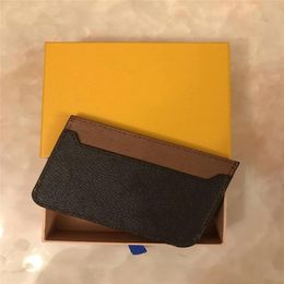 New Mens Women's Fashion Classic Brown fleur noir Plaid Casual Credit Card ID Holder Leather Ultra Slim Wallet Packet Bag H294U