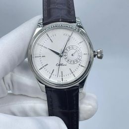 NIEUWE heren dames Cellini 50509 mechanisch lederen zilveren horloge 40MM bruine band serie automatische mechaincal witte wijzerplaat herenhorloges mannelijke horloges #68