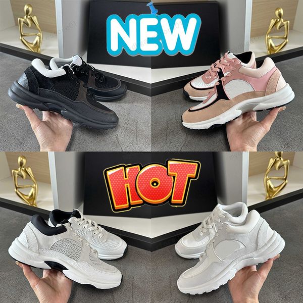 Nouveaux hommes femmes designer chaussures de sport véritable cuir velours veau velours fibre mélangée baskets réfléchissantes blanc noir baskets de luxe hommes femmes formateurs EUR 34-45