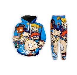 Nieuwe MenWomens Cartoon Rugrats in Parijs Grappige 3D Print Casual Mode HoodiesJoggingbroek Hip Hop Trainingspakken Z059342319