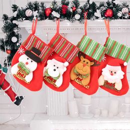 Nouveau Joyeux Noël Chaussettes Père Noël Bonhomme De Neige Arbre De Noël Ornements Suspendus Cadeau De Noël Sac De Bonbons De Noël 2023 Nouvel An Décorations