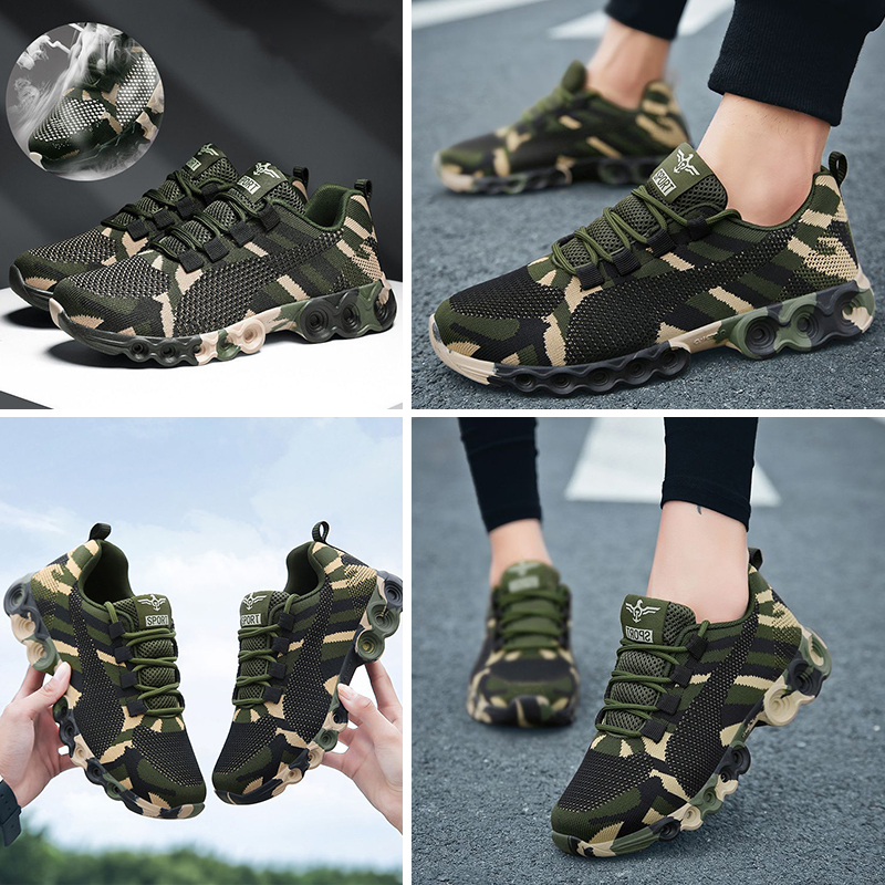 Ny Mesh Camouflage Running Shoes For Student Training Militärträning Running Mountaineering Mens Designer Shoe Women utomhus Sports basketskor35-45