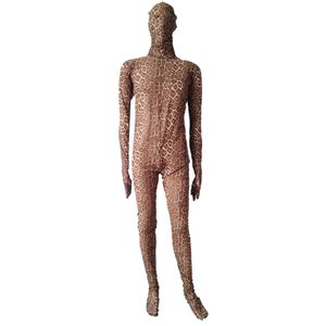 Nouveau tissu de maillage Animal Collons de léopard Halloween Cosplay Suitts Full BodySuit Zentai Costumes fantaisie avec une fermeture éclair entrejambe