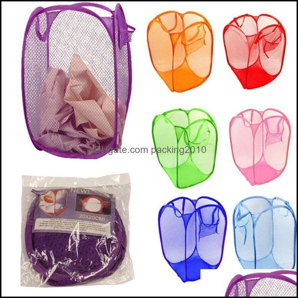 Nouveau Mesh Tissu Pliable Pop Up Vêtements Sales Lavage Panier À Linge Sac Poubelle Panier De Stockage Pour La Maison Housekee Utilisation Drop Delivery 2021 Sacs Cl