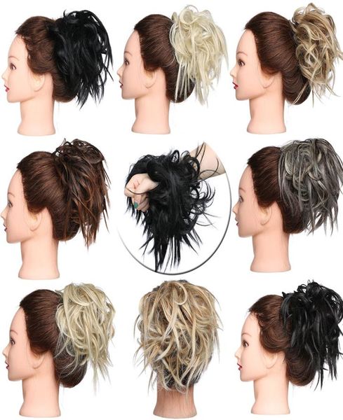 Nuevo moño de pelo desordenado Scrunchie moño banda elástica recta updo postizo pelo sintético extensión de cabello moño para mujeres 4989648