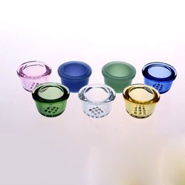 Kleurrijke vervangende glazen kommen roken accessoires gereedschap voor siliconen pijpen handpijp bongs dab olietrigs met 9 gaten