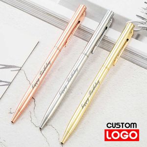 New Metal Ballpoint Pen Rose Gold Custom Advertising Lettering Engraved Name School office Supplies