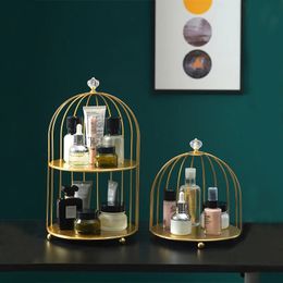 New Metal Bird Cage Cosmetic Storage Organisateur de lèvres Perfume Perfume Produits de soins de la peau Reliminage Sage de salle de bain ACCESSOIRES DE SALLE ACCESSOIRES CONSERVE