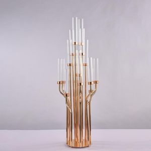 Nieuwe metalen Candelabra 16 Arms Candle Holders Stands Wedding Table Centerpieces Road Lead for Home Party Decoration