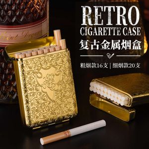 Nouvelle cigarette en métal Gravure Fleur Cigarette Cigarette Anti-pression Personnalité portable Accessoires fumeurs créatifs
