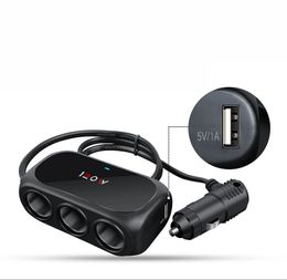 Auto Charger Splitter 3 in 1 Auto Power Adapter 120W Distributeur Sigarettenaansteker Dual USB Auto Cup Holder Adapter Voertuig Power Splitter