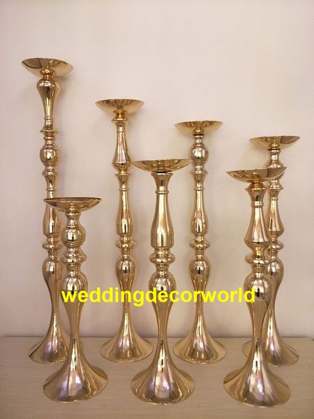 Nouveau support de piédestal de fleur en métal décoration de mariage support de fleur d'or/plomb de route géométrique à vendre decor736