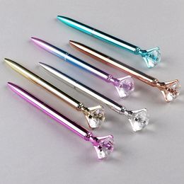 Nuevo Metal Glitter Crystal Ballpoints Pen Diamond Ballpoint Pens StudentSchool Regalos Papelería Oficina Escritura Firma Suministros Scufg