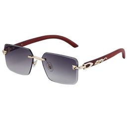 Nieuwe metalen luipaardrandloze rechthoek vintage zonnebril voor mannen mode frameloze getinte bril dames gradiënt zonneschade brillen brillen