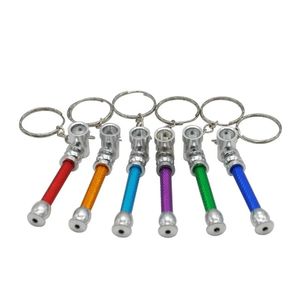 Nouveau porte-clés de tuyau en métal en alliage d'aluminium de haute qualité mini tube de pipe à fumer portable conception unique facile à transporter et à nettoyer avec porte-clés offre spéciale coloré