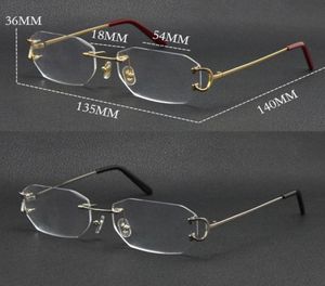 Nouveau métal sans monture luxe diamant coupe lunettes montures de lecture femmes lunettes grandes lunettes carrées avec boîte 18K or mode Optica6987224