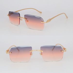 Nuevas gafas de sol sin montura de metal para mujer Diseñador Corte de diamante Moda Gafas de sol Protección Diseño al aire libre C84074CU Gafas de sol Gafas de sol cuadradas grandes Tamaño de caja mixta 58