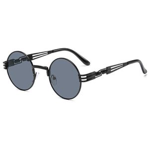 Nieuwe metalen ronde frame zonnebril, gepersonaliseerde voorjaarszonnebril, heren- en damesmode Steampunk-bril