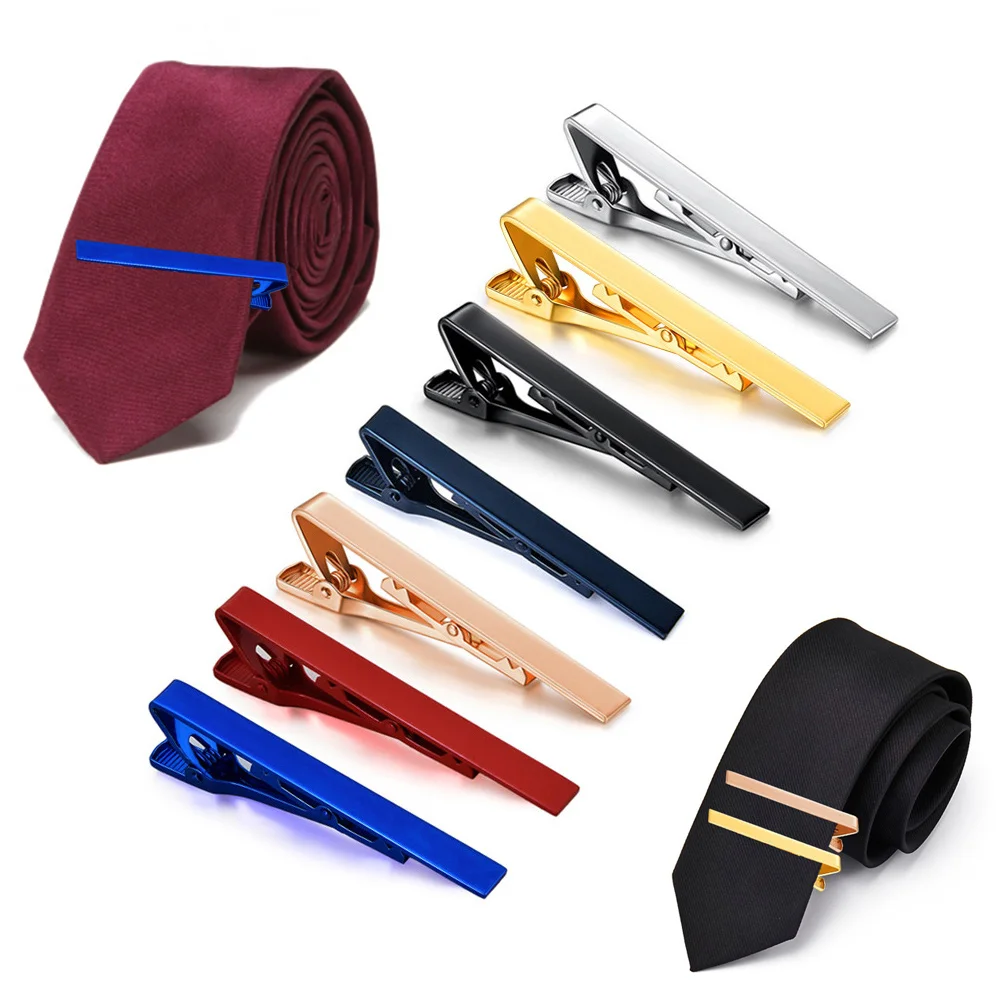 Nowy metalowy srebrny krawat krawatowy dla mężczyzn krawat ślubny krawat klipu dżentelmeni