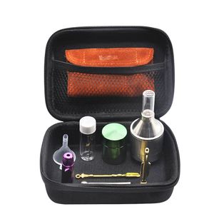 Metaal Smoking Snuff Snurter PU Lederen Pouch Glas Pillenfles Aluminium Stash Jar Spice Tabak Kruid Grinder Lepel