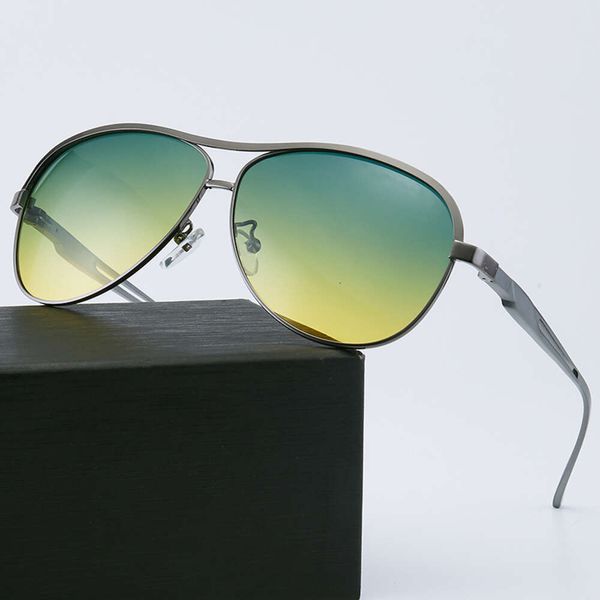Nouvelles lunettes de soleil en métal pour hommes à la mode, mode haut de gamme, lunettes de soleil personnalisées à double faisceau pour lunettes polarisées pilotes d'ombrage en plein air