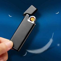 Nouveau métal Ultra fin USB fil de tungstène charge d'allumage coupe-vent briquet créatif Mini Portable accessoires pour fumer outil cadeau