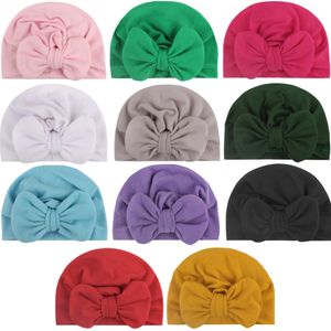 Casquette de protection unisexe pour bébé, douce et soyeuse, avec gros nœuds, chapeau chaud pour enfant, chapeau pour nouveau-né, couleurs mélangées, automne et hiver