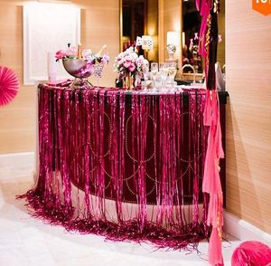 Nouveau métallisé scintillant gland Laser pluie rideau fête mariage toile de fond décoration 9.5cmX100cm chambre anniversaire fête noël décor fournitures