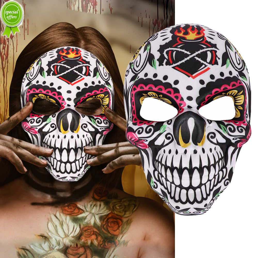 New Mexican Day of the Dead Skull Mask Cosplay Halloween Skeletons tryck Masker Dress Up Purim Party Costume Prop Prop