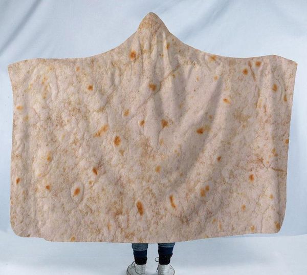 Nueva manta mexicana con capucha tortilla toalla de playa aire acondicionado manta rollo de impresión 3D poliéster microfibra hogar panqueque mantas SN2554