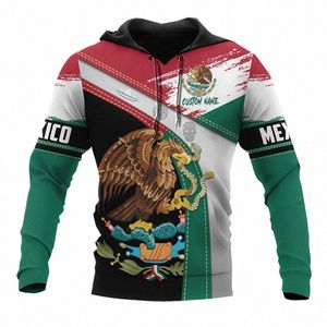 Nouveau Mexique Eagle 3D Imprimer Sweats à capuche pour hommes Drapeau Sweat-shirts Automne Streetwear Fi Tops Y2K LG Manches Oversize Vêtements Q3Wj #